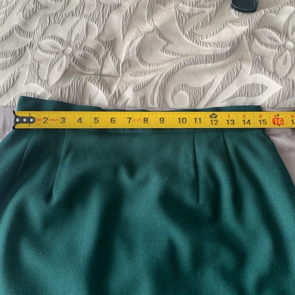 BRAEMAR PETITES by Jeremy Scott 100% wool dark green lined skirt - Picture 10 of 12